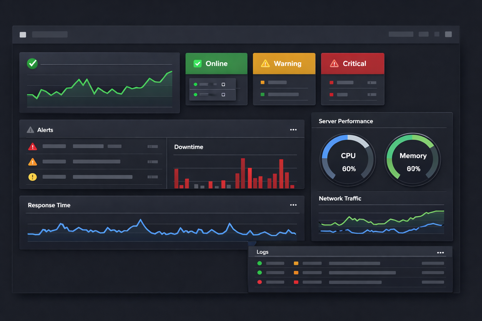 Painel de monitoramento e status
